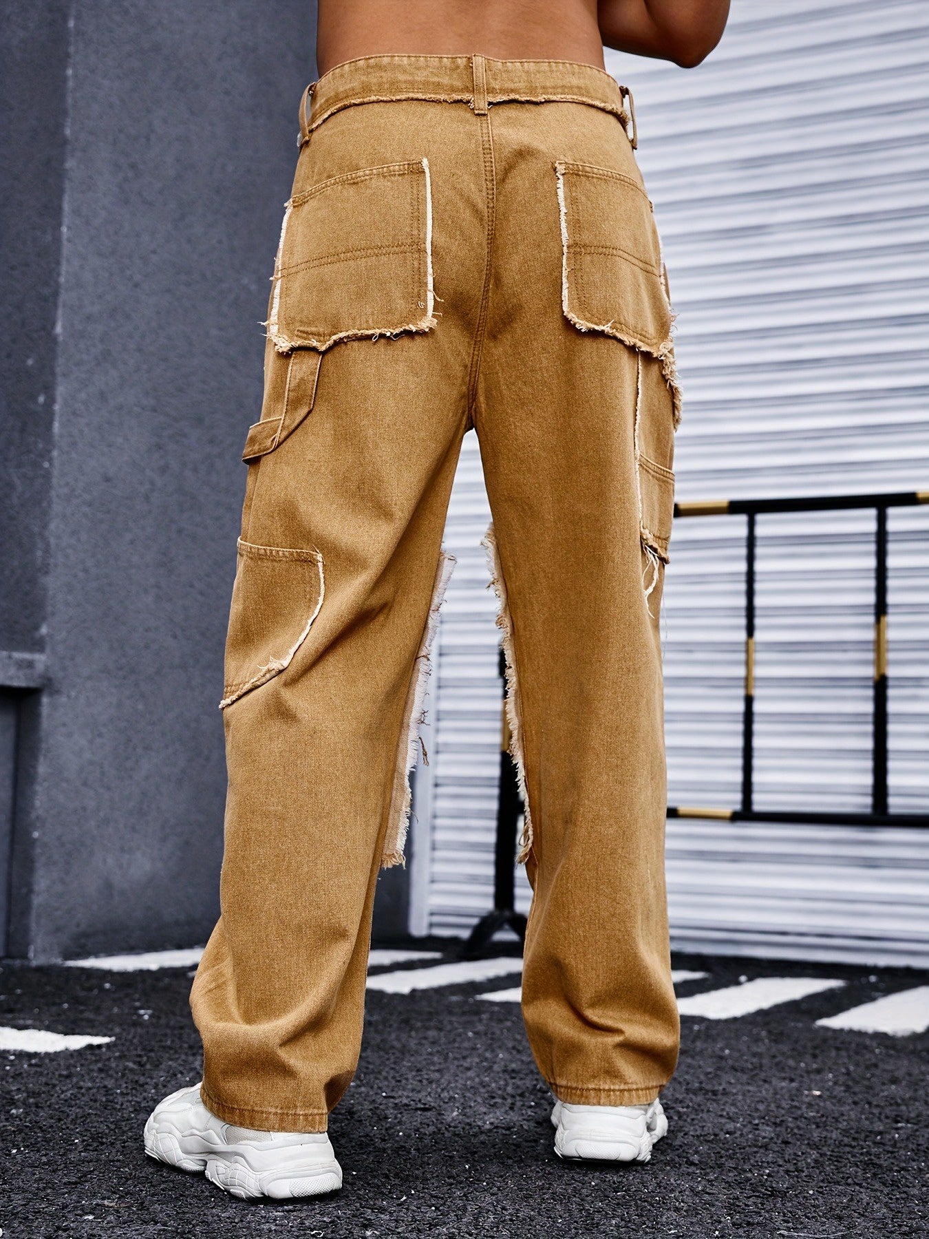 Men's Wide-Leg Pants with Layered Panels