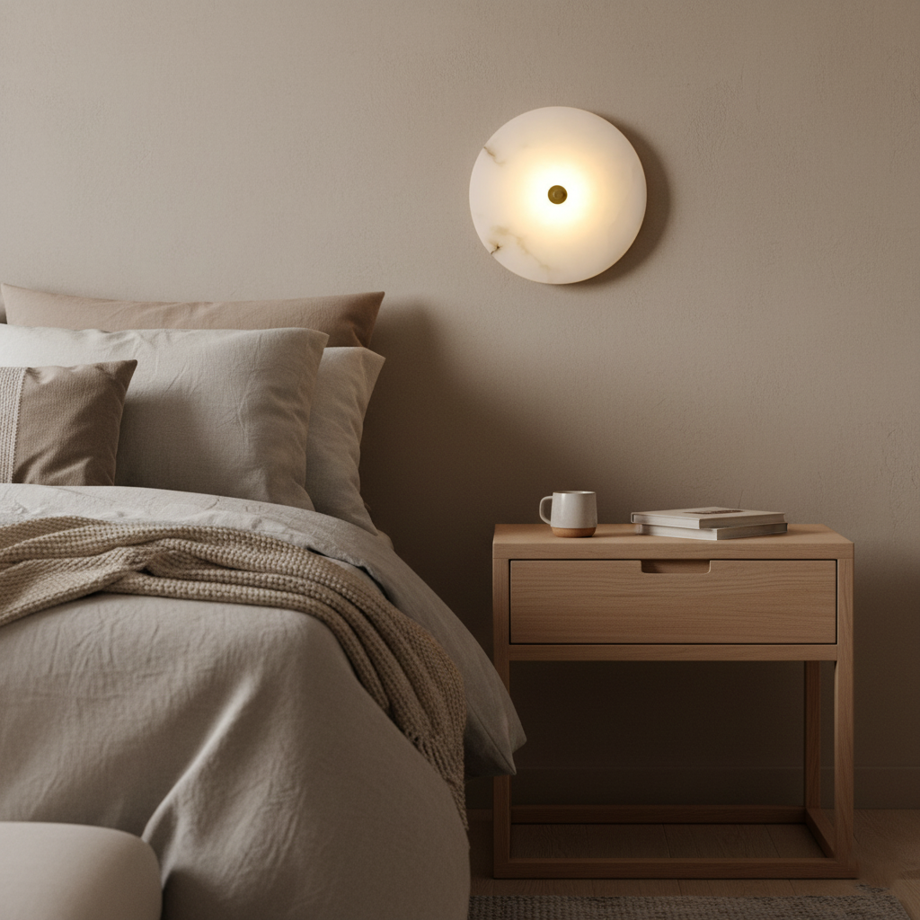 Alabaster LED Wall Light Round