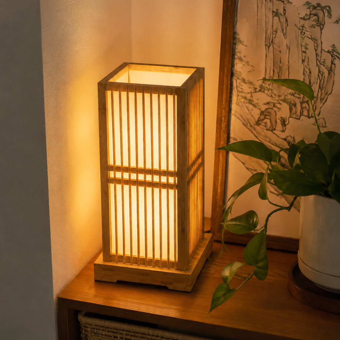 Bamboo Table Lamp Lantern