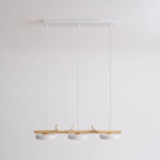Bird Pendant Light Wood Branch 3-Light Linear Scandinavian