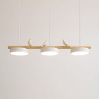 Bird Pendant Light Wood Branch 3-Light Linear Scandinavian