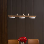 Bird Pendant Light Wood Branch 3-Light Linear Scandinavian