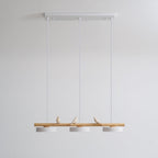 Bird Pendant Light Wood Branch 3-Light Linear Scandinavian