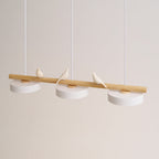 Bird Pendant Light Wood Branch 3-Light Linear Scandinavian