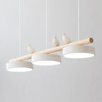 Bird Pendant Light Wood Branch 3-Light Linear Scandinavian