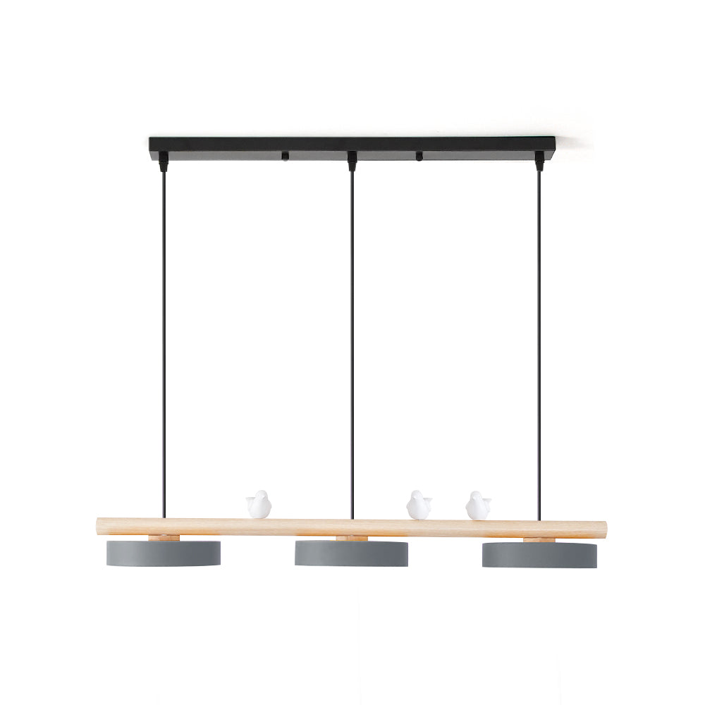 Bird Pendant Light Wood Branch 3-Light Linear Scandinavian