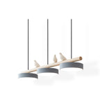 Bird Pendant Light Wood Branch 3-Light Linear Scandinavian