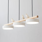 Bird Pendant Light Wood Branch 3-Light Linear Scandinavian