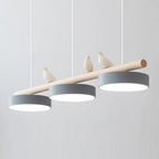 Bird Pendant Light Wood Branch 3-Light Linear Scandinavian