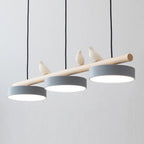 Bird Pendant Light Wood Branch 3-Light Linear Scandinavian