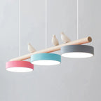 Bird Pendant Light Wood Branch 3-Light Linear Scandinavian