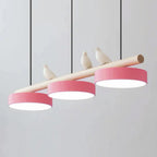 Bird Pendant Light Wood Branch 3-Light Linear Scandinavian