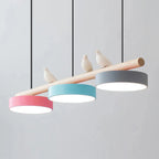 Bird Pendant Light Wood Branch 3-Light Linear Scandinavian