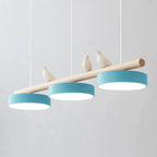 Bird Pendant Light Wood Branch 3-Light Linear Scandinavian