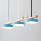 Bird Pendant Light Wood Branch 3-Light Linear Scandinavian