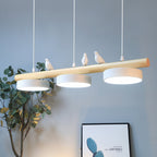 Bird Pendant Light Wood Branch 3-Light Linear Scandinavian
