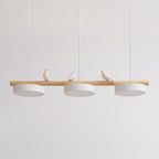 Bird Pendant Light Wood Branch 3-Light Linear Scandinavian