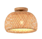 Boho Bamboo Rattan Flush Mount Ceiling Light Hand Woven