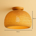 Boho Bamboo Rattan Flush Mount Ceiling Light Hand Woven