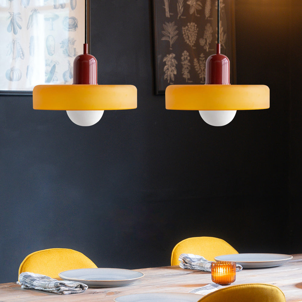 Colored Glass Pendant Light 2-Light Linear