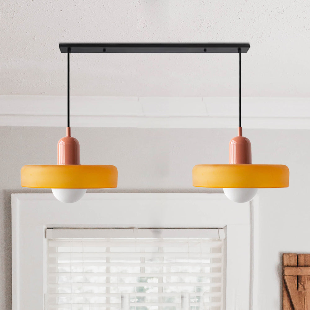 Colored Glass Pendant Light 2-Light Linear
