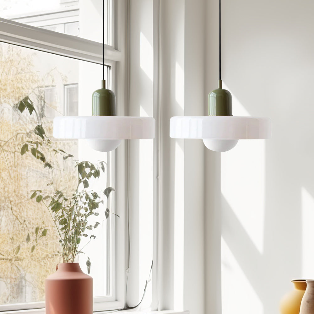 Colored Glass Pendant Light 2-Light Linear
