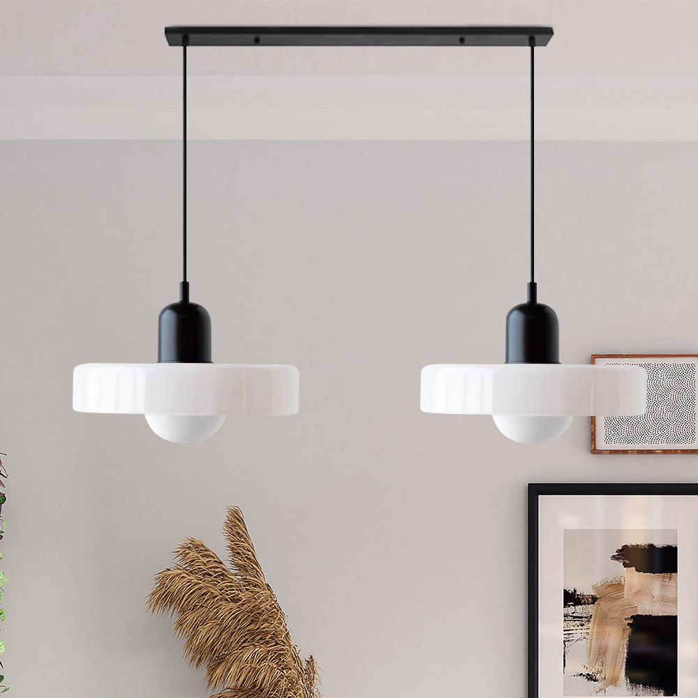 Colored Glass Pendant Light 2-Light Linear