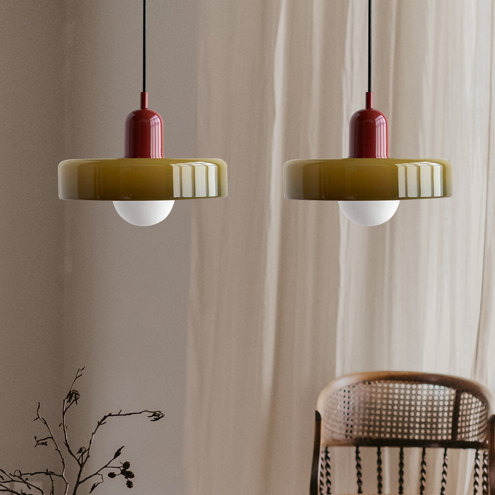Colored Glass Pendant Light 2-Light Linear