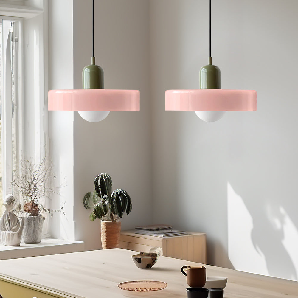 Colored Glass Pendant Light 2-Light Linear