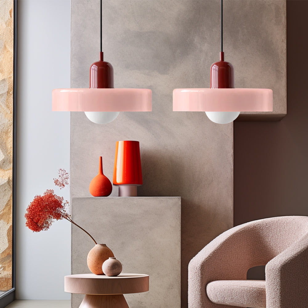 Colored Glass Pendant Light 2-Light Linear