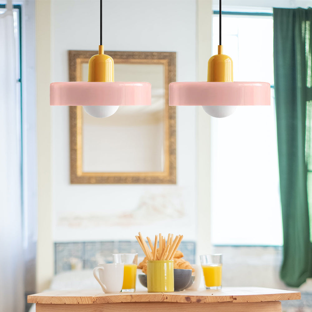 Colored Glass Pendant Light 2-Light Linear