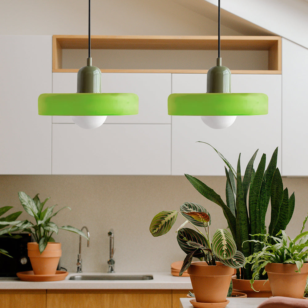 Colored Glass Pendant Light 2-Light Linear
