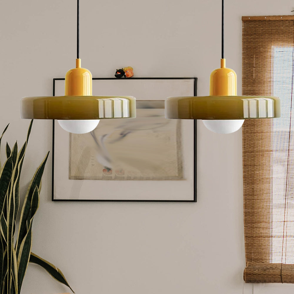 Colored Glass Pendant Light 2-Light Linear