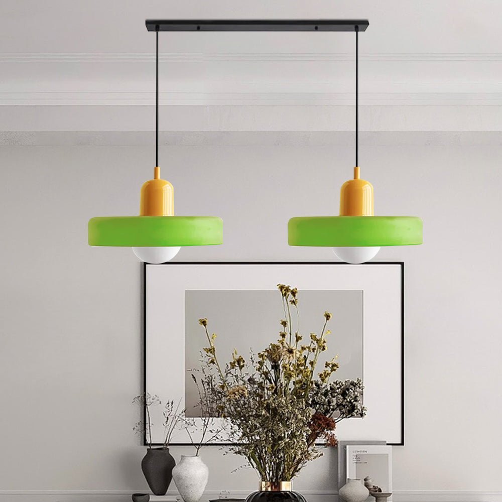Colored Glass Pendant Light 2-Light Linear