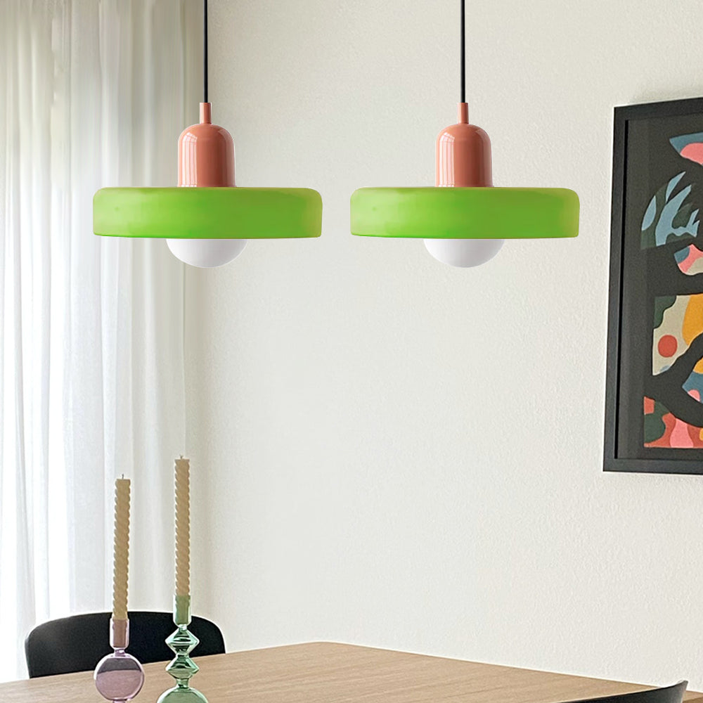 Colored Glass Pendant Light 2-Light Linear