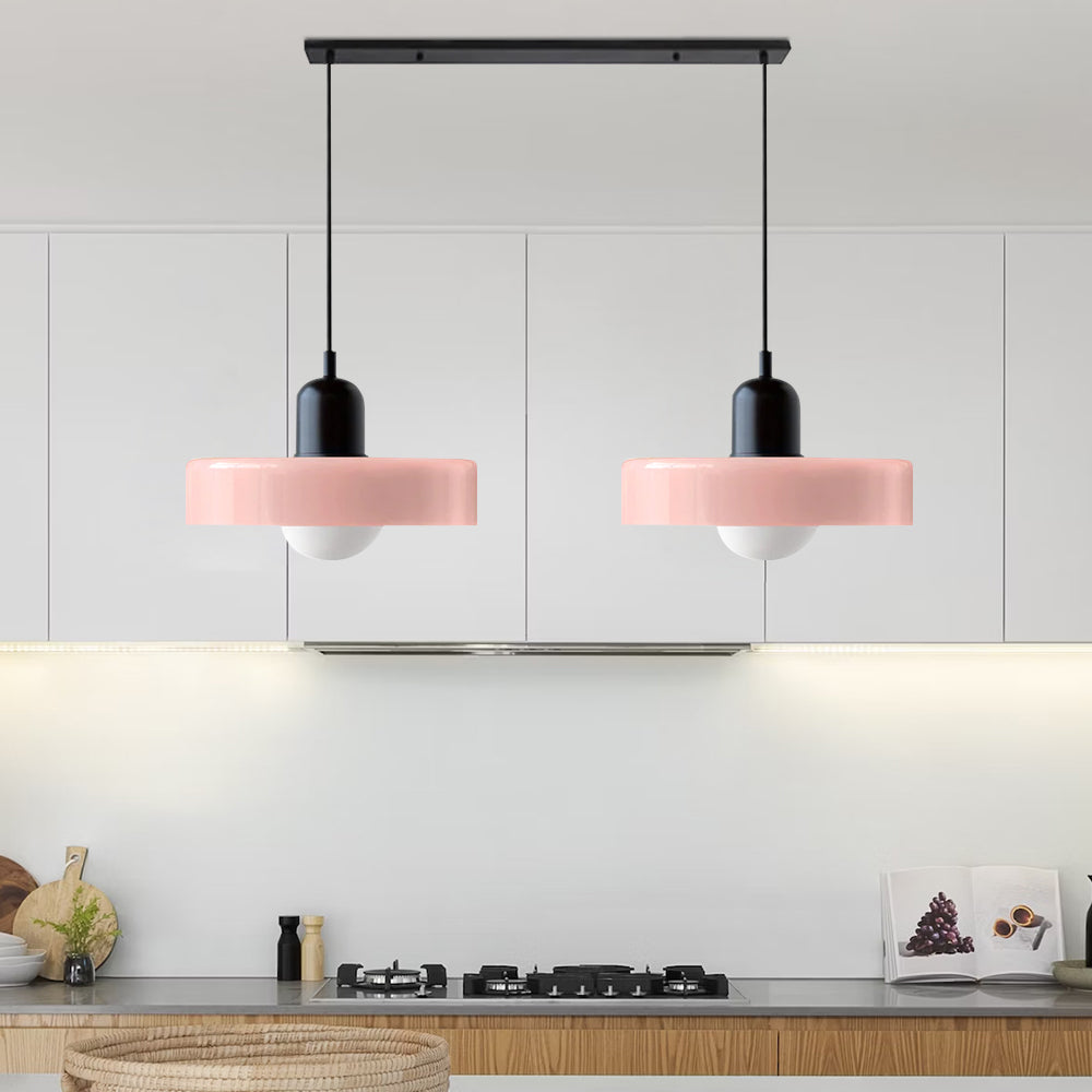 Colored Glass Pendant Light 2-Light Linear