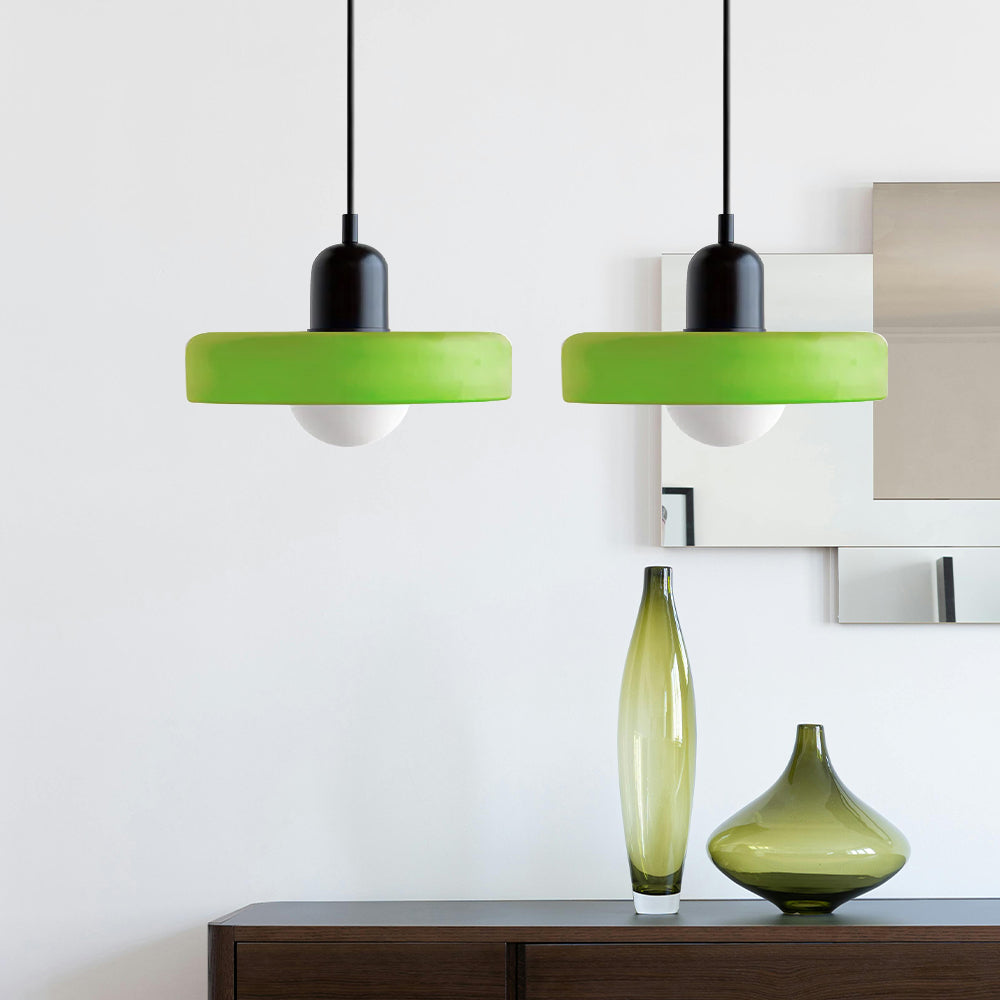Colored Glass Pendant Light 2-Light Linear