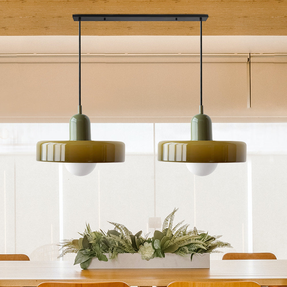 Colored Glass Pendant Light 2-Light Linear