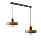 Colored Glass Pendant Light 2-Light Linear