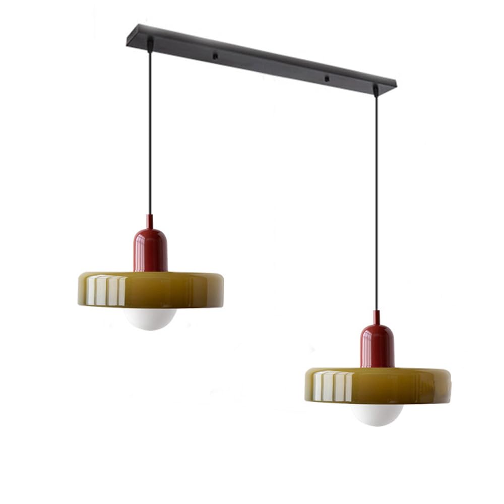 Colored Glass Pendant Light 2-Light Linear