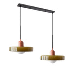 Colored Glass Pendant Light 2-Light Linear