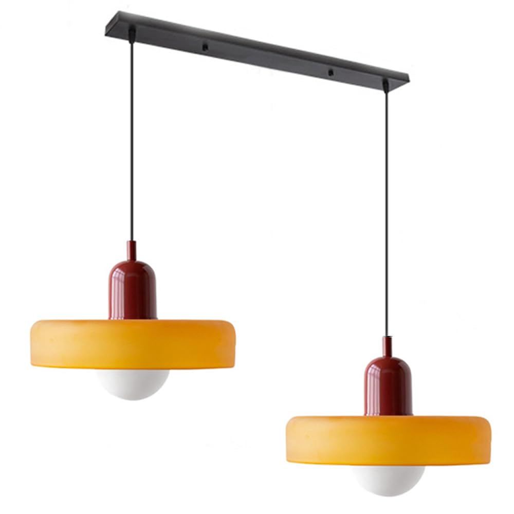 Colored Glass Pendant Light 2-Light Linear
