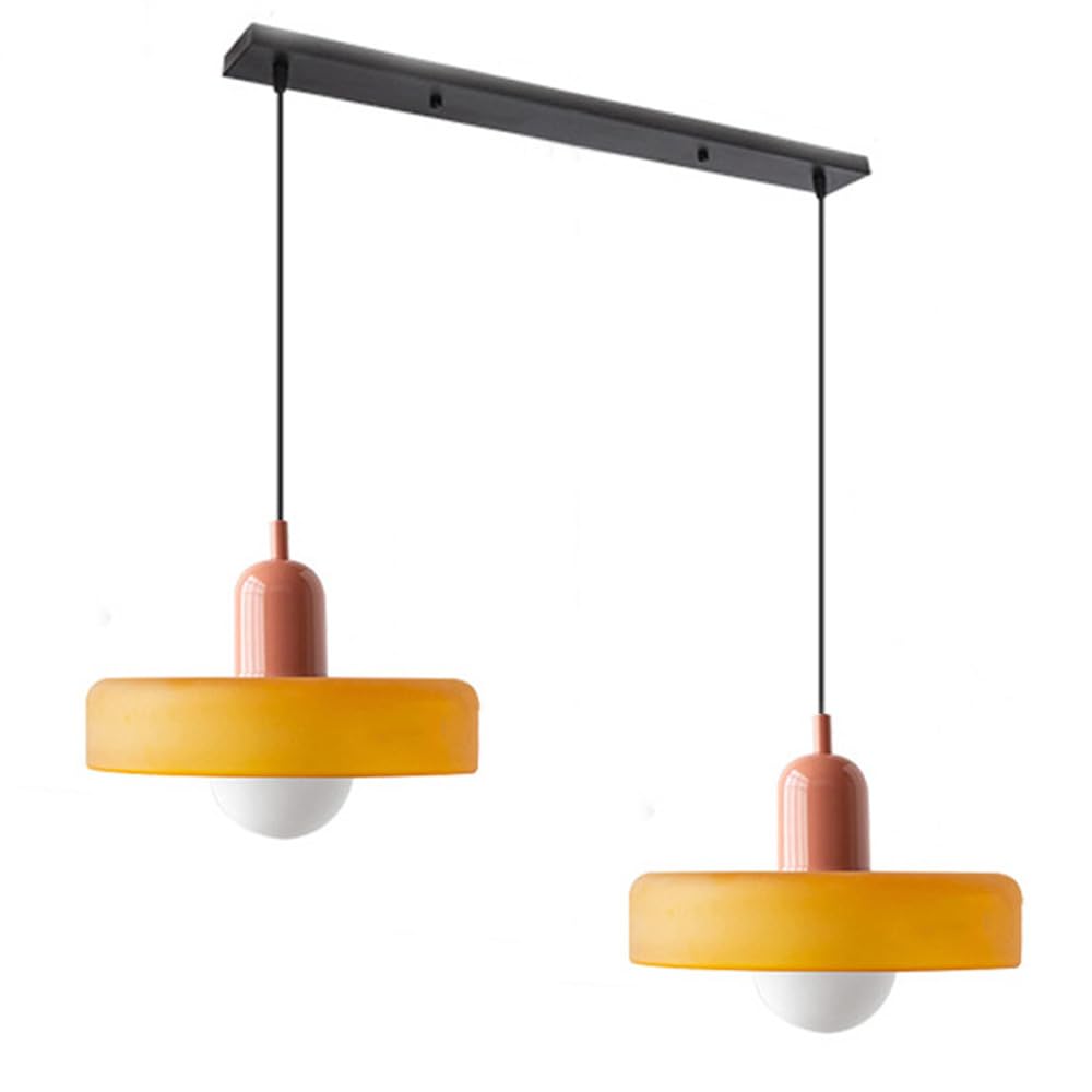 Colored Glass Pendant Light 2-Light Linear