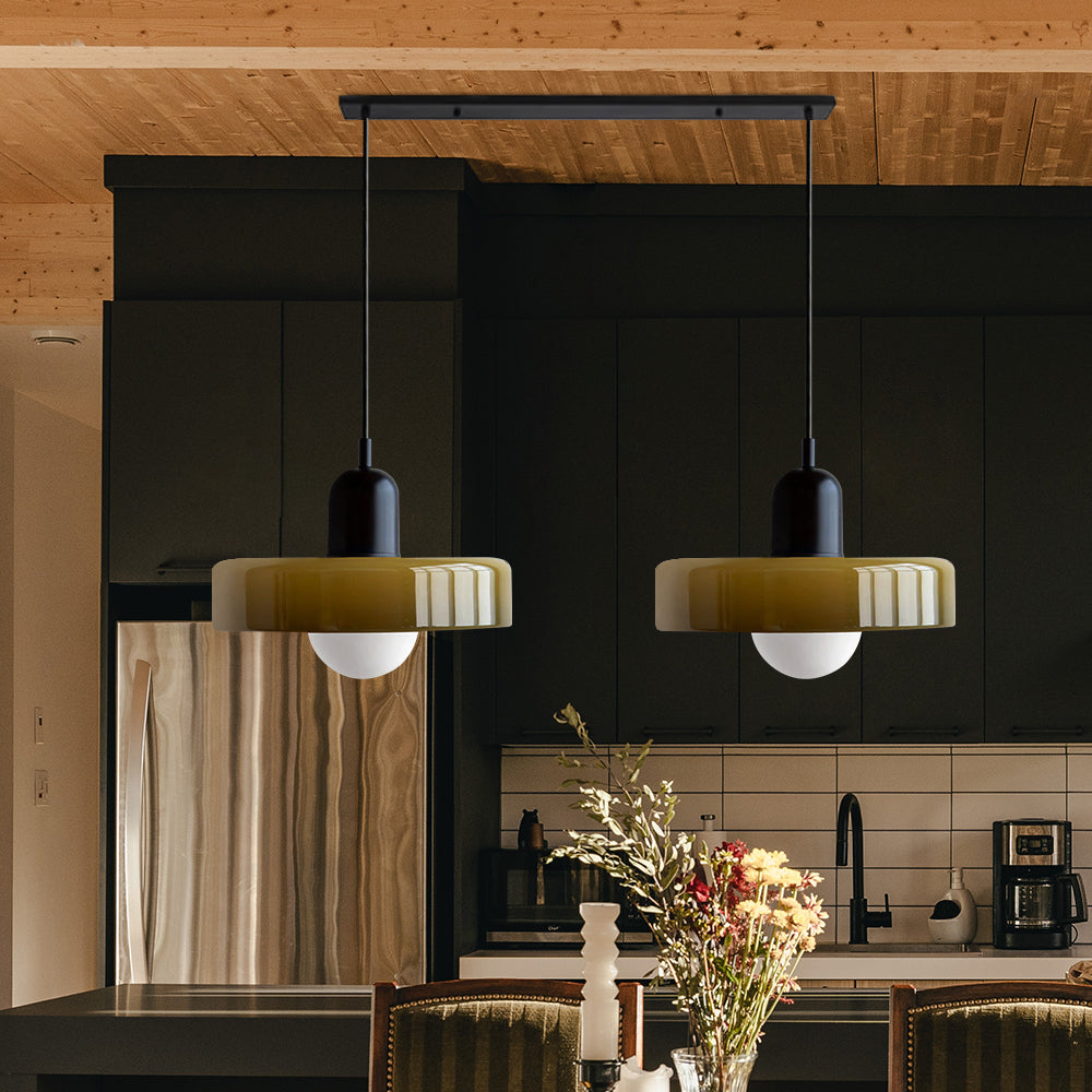 Colored Glass Pendant Light 2-Light Linear