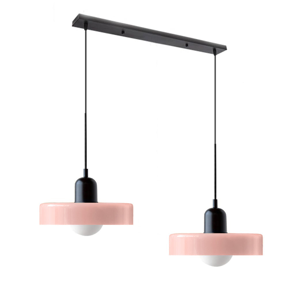 Colored Glass Pendant Light 2-Light Linear