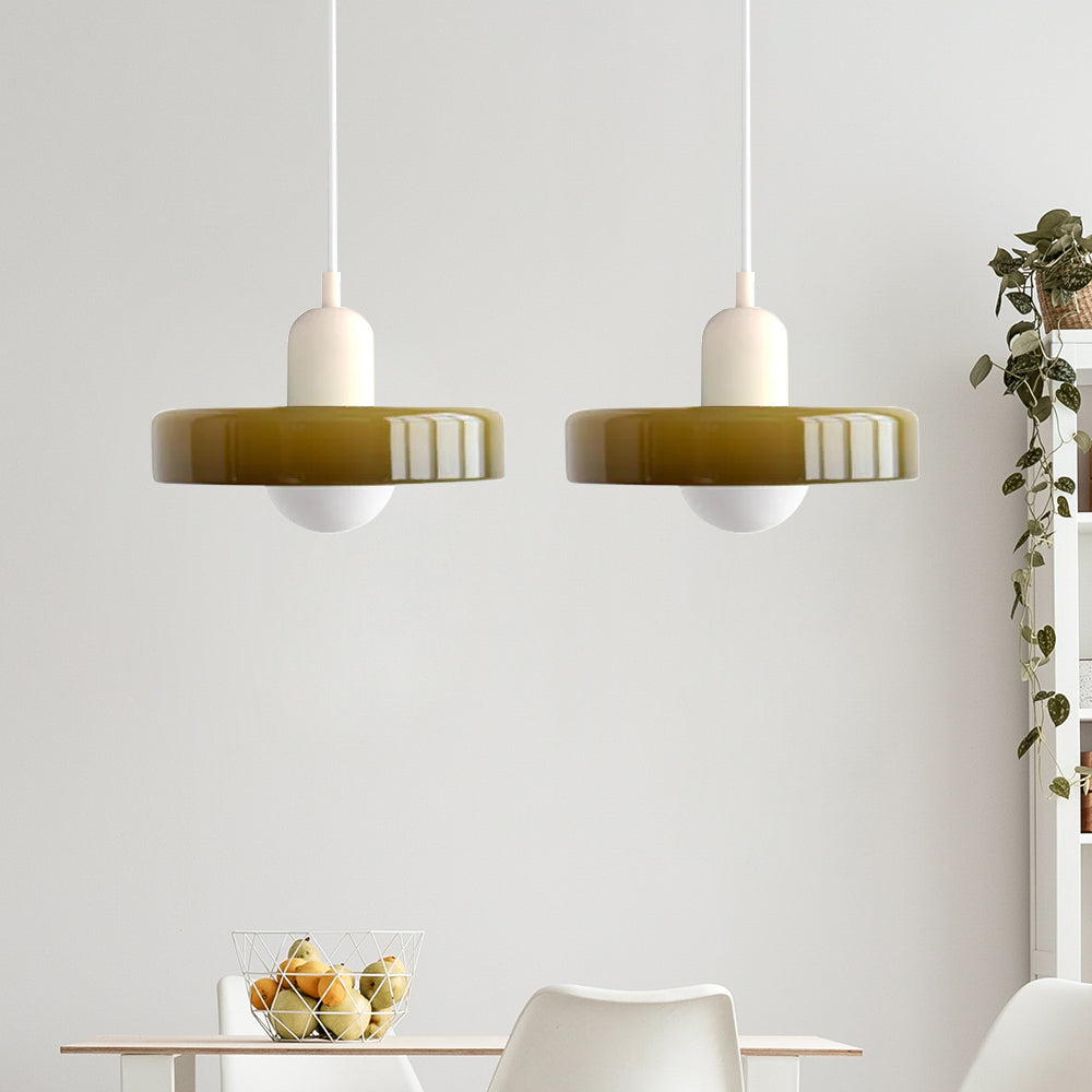Colored Glass Pendant Light 2-Light Linear