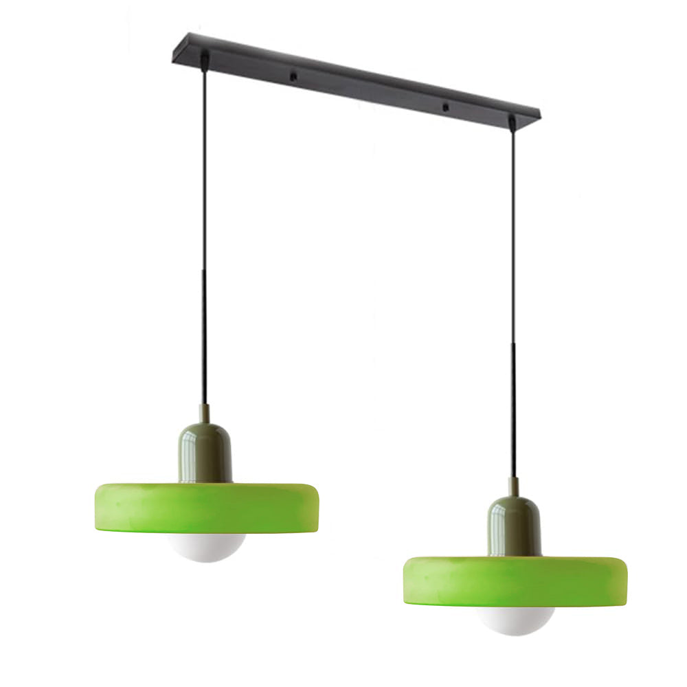 Colored Glass Pendant Light 2-Light Linear