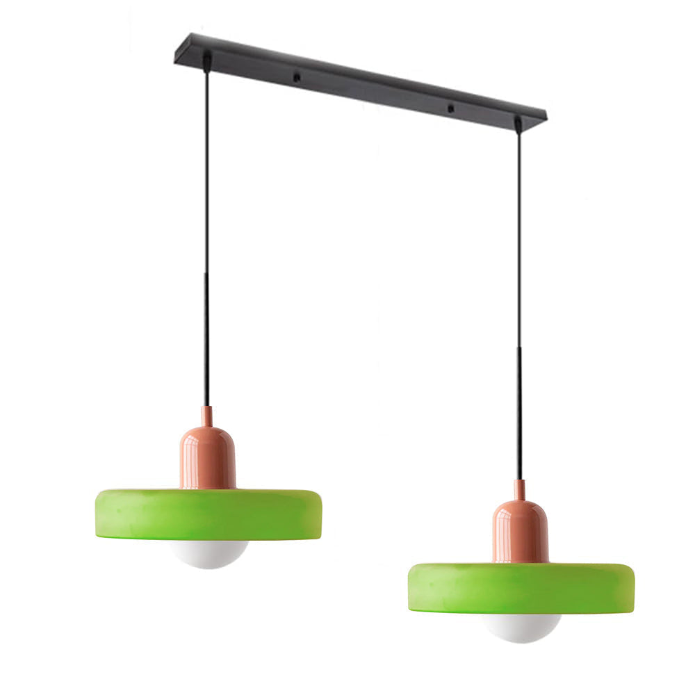 Colored Glass Pendant Light 2-Light Linear