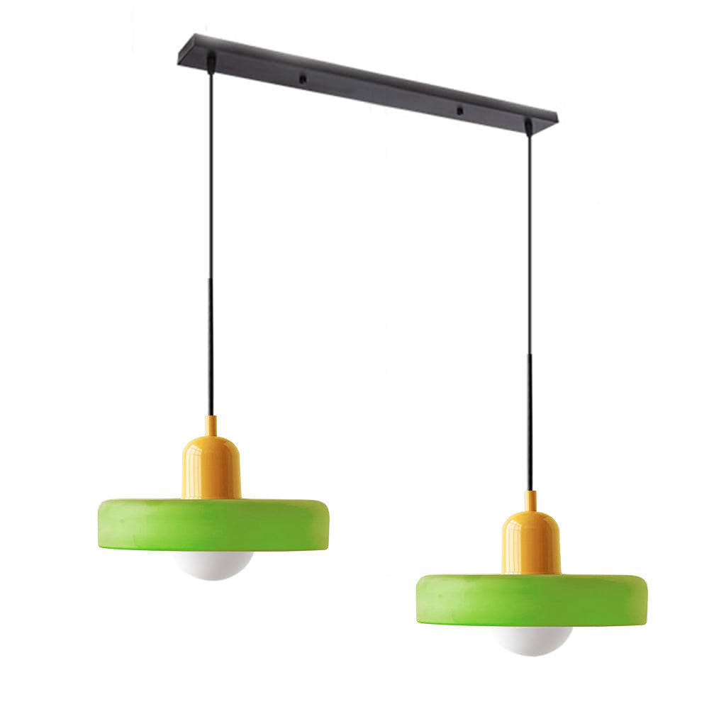 Colored Glass Pendant Light 2-Light Linear