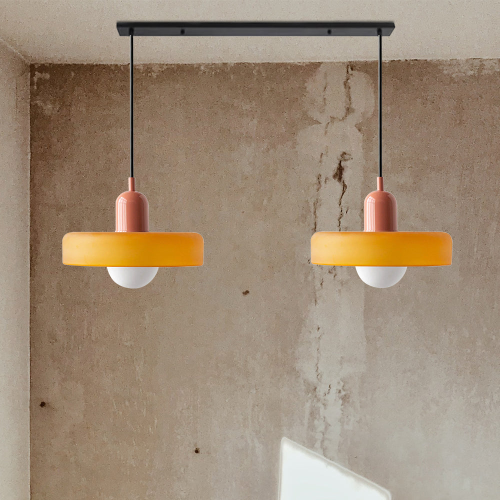 Colored Glass Pendant Light 2-Light Linear
